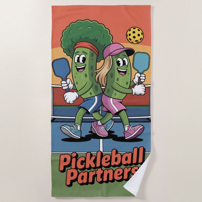 Toalha De Praia Funny Pickleball Parceiros de Pickleball Mascot Be (Frente)