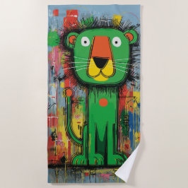 Toalha De Praia Funny Pop Art Lion Cartoon