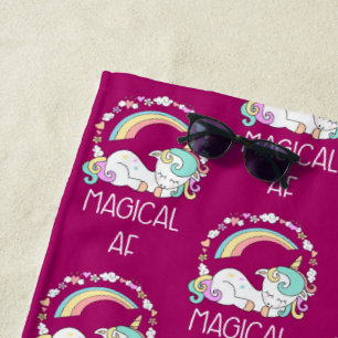 Toalha De Praia Funny Unicorn dizendo magia AF