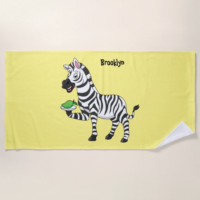 Toalha De Praia Funny zebra cartoon illustration (Frente)