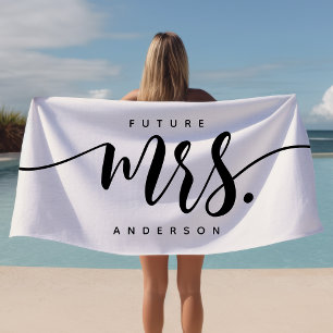 Toalha De Praia Futura Sra Preto E Branco Noiva Personalizada