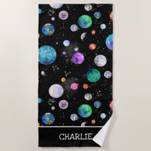 Toalha De Praia Galáxias Personalizadas de Planetas Espaciais Ext
