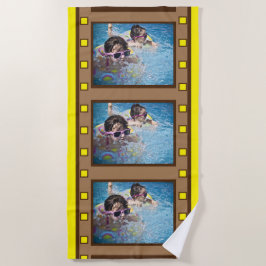 Toalha De Praia Galeria de Fotos da Faixa Retro Amarela