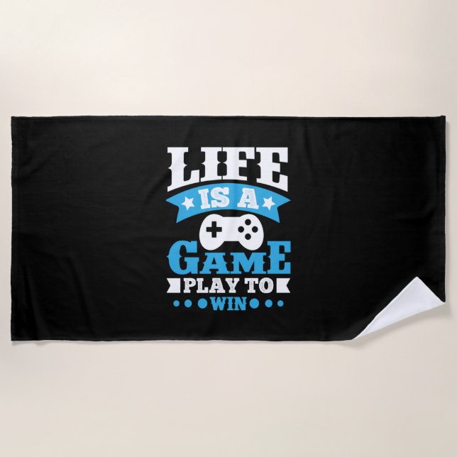 Toalha De Praia Gamer Gift Life É Um Jogo (Frente)
