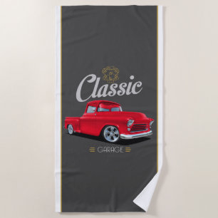 Toalha De Praia Garagem Clássica Vermelha 1956 Chevy