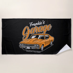 Toalha De Praia Garagem Personalizada De Carro Muscular Clássico 