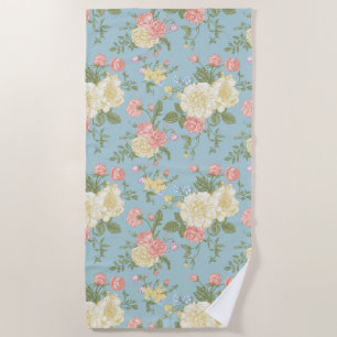 Toalha De Praia Garden Peony Floral Patterno