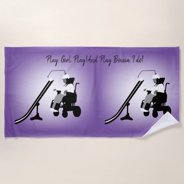 Toalha De Praia Garota Boccia com descanso de cabeça e rampa  (Frente)