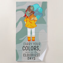 Garota com guarda-chuva em citação positiva de ven