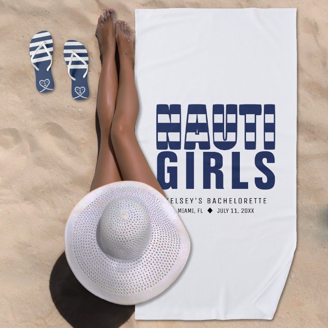 Toalha De Praia Garotas Nauti Branca Despedida de Solteira (Nauti Girls White Bachelorette Party Beach Towel
)