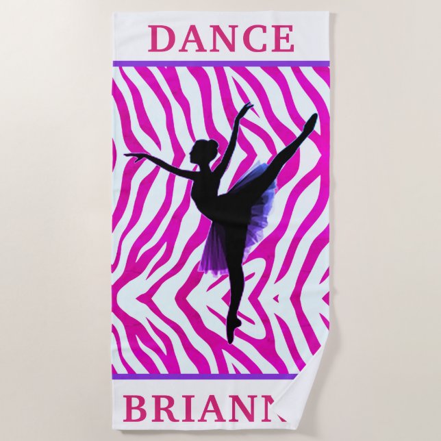 Toalha De Praia Garotas Rosa Zebra Ballerina Dancer Beach Towel (Frente)