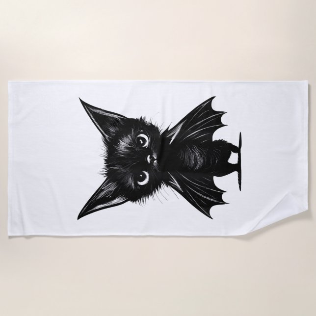 Toalha De Praia Gatinho Preto, Grumpy, Do Dia Das Bruxas (Frente)
