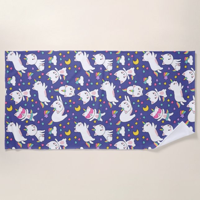 Toalha De Praia Gatinho Unicorns Beach Towel (Frente)
