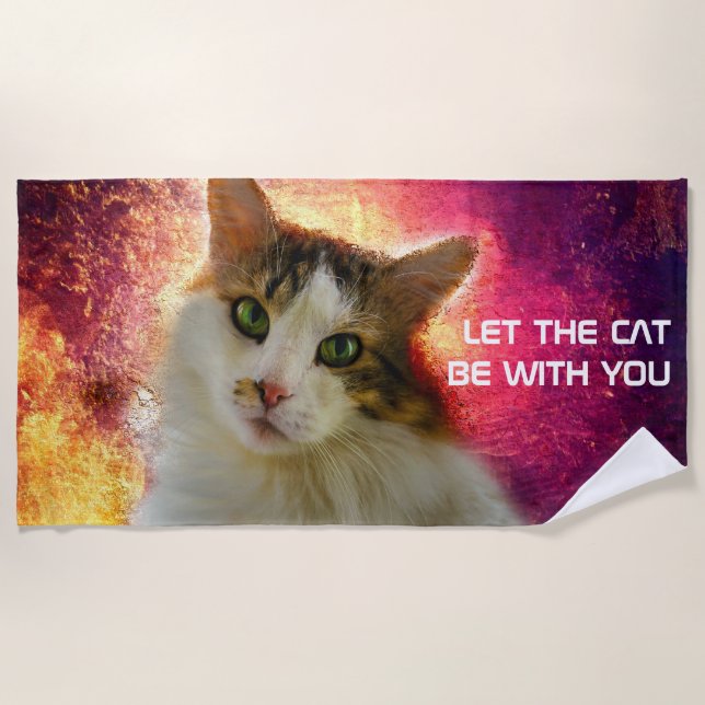 Toalha De Praia Gato de Calico Cento Adorável (Frente)