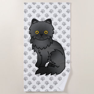 Toalha De Praia Gato de Cartoon e patas em preto-e-branco