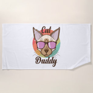 Toalha De Praia Gato de Gato de Pai Siamês Gato de Pet Masculino