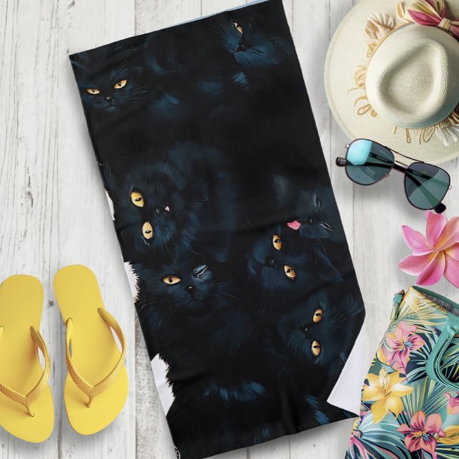 Toalha De Praia Gato de Gato Negro (Criador carregado)