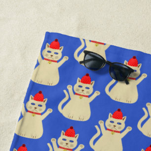 Toalha De Praia Gato de Natal Bonito, Padrão