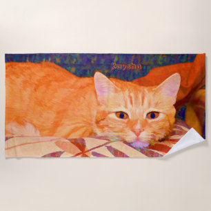 Toalha De Praia Gato de Tabby Laranja Brito