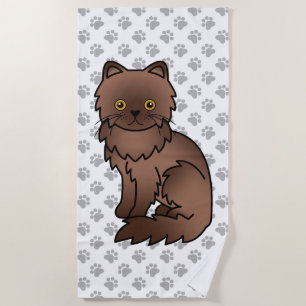 Toalha De Praia Gato e patas de cartoon Persa de Chocolate