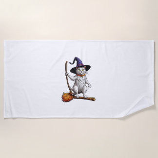 Toalha De Praia Gato Feiticeiro Halloween Bruxas Mystical Cat Love