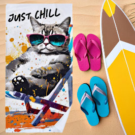 Toalha De Praia Gato personalizado de verão legal