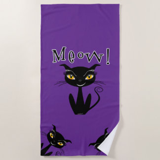 Toalha De Praia Gato Preto Caprichoso Miau!