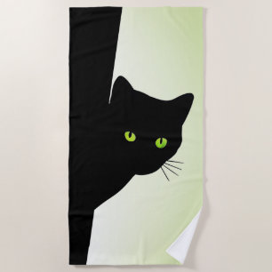 Toalha De Praia Gato Preto de Olhos Verdes
