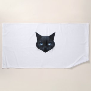 Toalha De Praia Gato Preto Olhos Azuis Gatos Homens Gatos Homens M