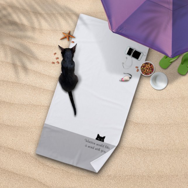 Toalha De Praia Gato Sorrateiro Gostaria de uma Palavra  (Criador carregado)