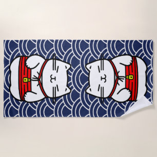 Toalha De Praia Gato Sortudo Japonês ou Maneki-Neko