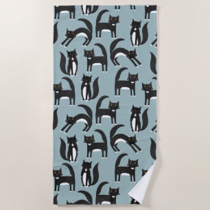 Toalha De Praia Gatos de Tuxedo preto e branco