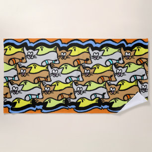 Toalha De Praia Gatos Gráficos e Toon Beach Towel