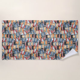 Toalha De Praia Gatos no padrão de escarpas e chapéus de inverno