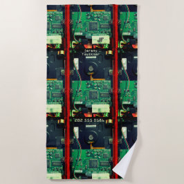 Toalha De Praia Geek robotizado circuito impresso conselho eletrôn