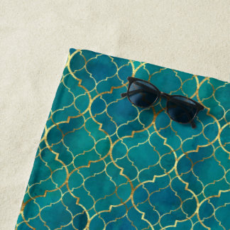 Toalha De Praia Geometria do Ouro Emerald