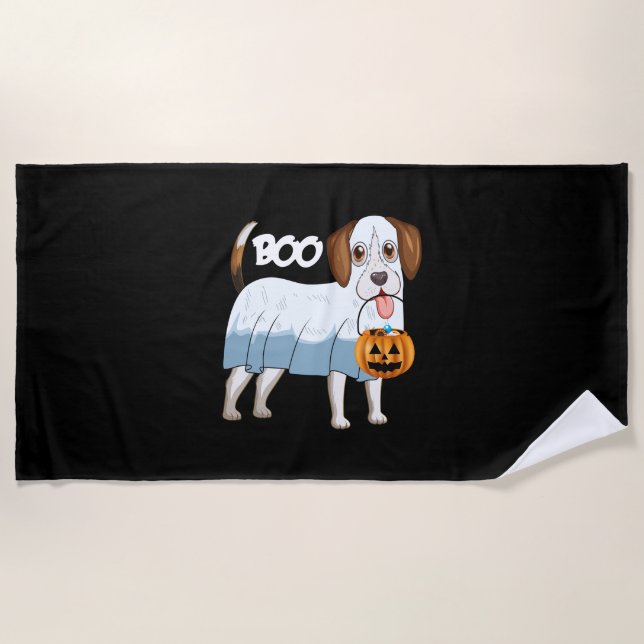 Toalha De Praia Ghost Beagle Halloween Dog (Frente)