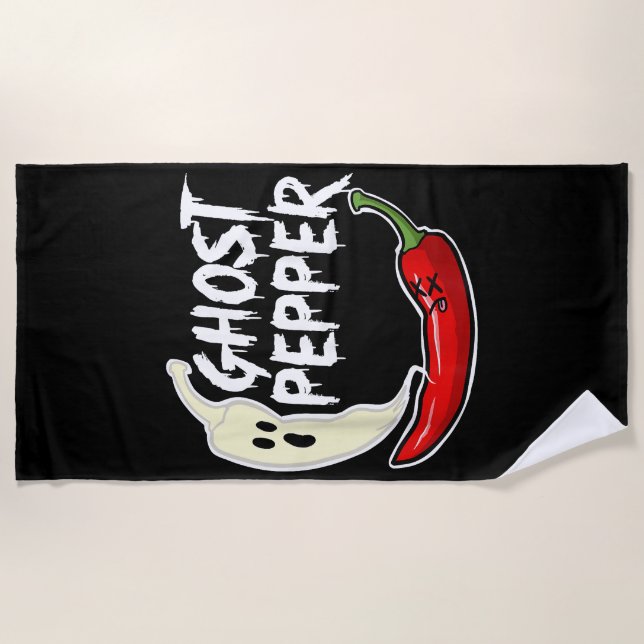 Toalha De Praia Ghost Pepper Funny Spicy Hot Halloween Peppe (Frente)