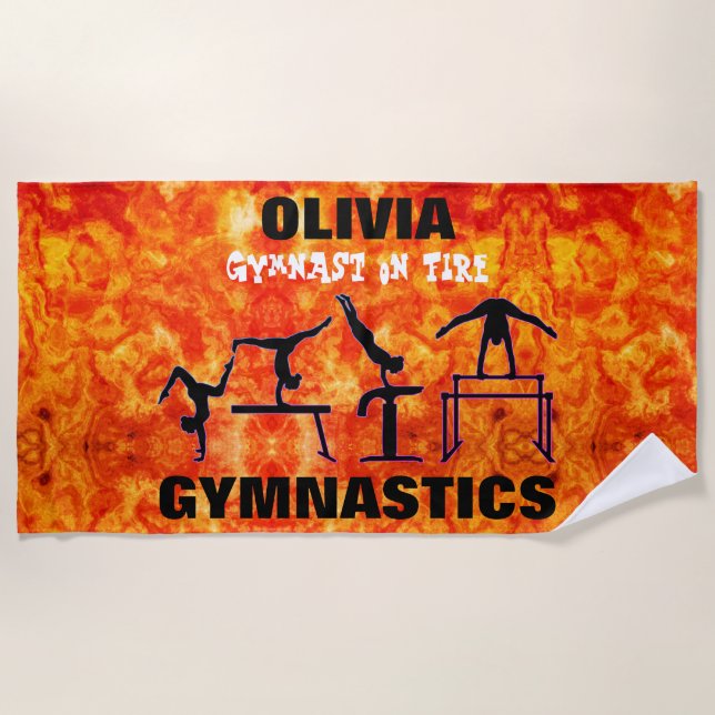 Toalha De Praia ginasta em Fogo - Girls Gymnastics Beach Towel (Frente)
