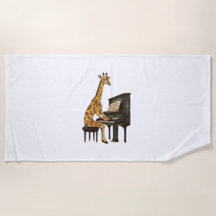Toalha De Praia Girafa Bonita Tocando Piano Girafas Músicas