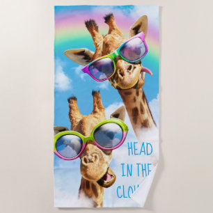 Toalha De Praia Girafas com óculos de sol