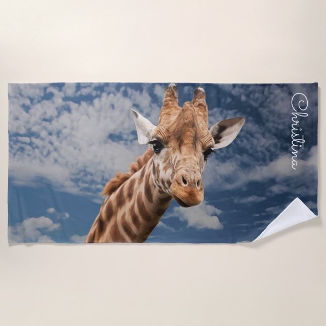 Toalha De Praia Giraffe Personalizada Beach Towel (Frente)