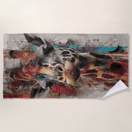 Toalha De Praia Giraffe Urban Street Art Portrait