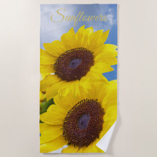 Toalha De Praia Girassóis Florais Flores de Verão Sunny Soma Nom