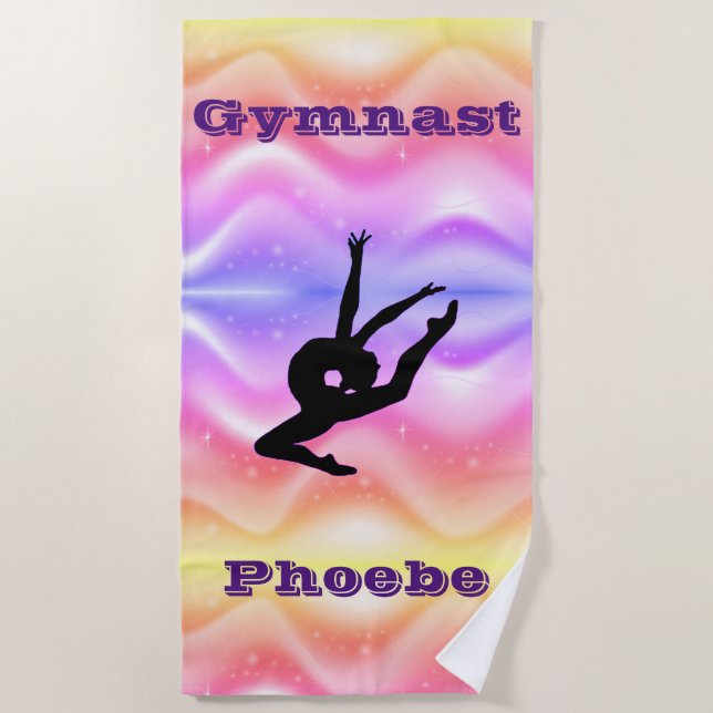 Toalha De Praia Girls Gymnastics Beach Towel com seu nome! (Frente)