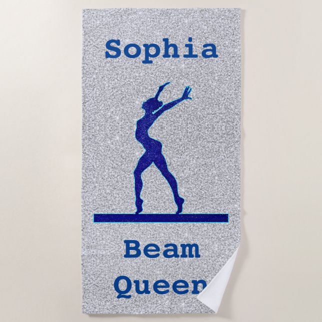 Toalha De Praia Girls Gymnastics Beam Queen Faux Glitter (Frente)