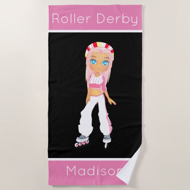 Toalha De Praia Girls Roller Derby Personalised Beach Towel (Frente)