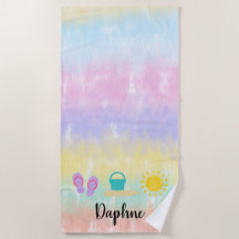 Girls Watercolor Beach Trio Tie Dye Beach Towel