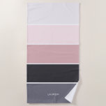 Toalha De Praia Girly Modern Stripes Personalizadas<br><div class="desc">Personalize esta design com seu nome,  monograma ou texto de sua escolha.</div>