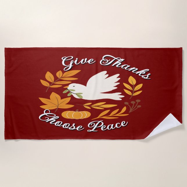Toalha De Praia 'Give Thanks, Choose Peace' Beach Towel (Frente)